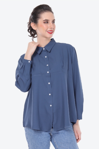 Emma Shirt Plain In Blue Emma Shirt Plain In Blue